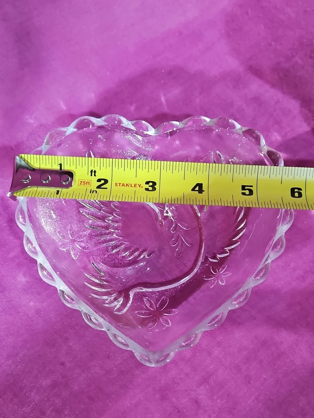 VTG Hofbauer German Lead Crystal Heart Dish & Ruby Bud Vase Collector Quality